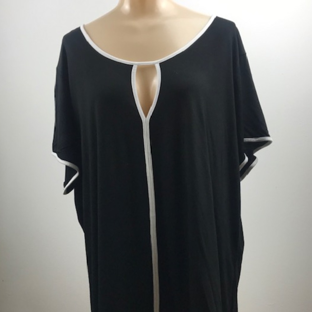 Cable & Gauge Black/White Trim Short Sleeves, Sz3x